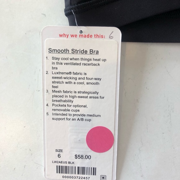 LULULEMON SMOOTH STRIDE BRA BLACK SIZE 6 (AU 10) - Picture 6 of 7